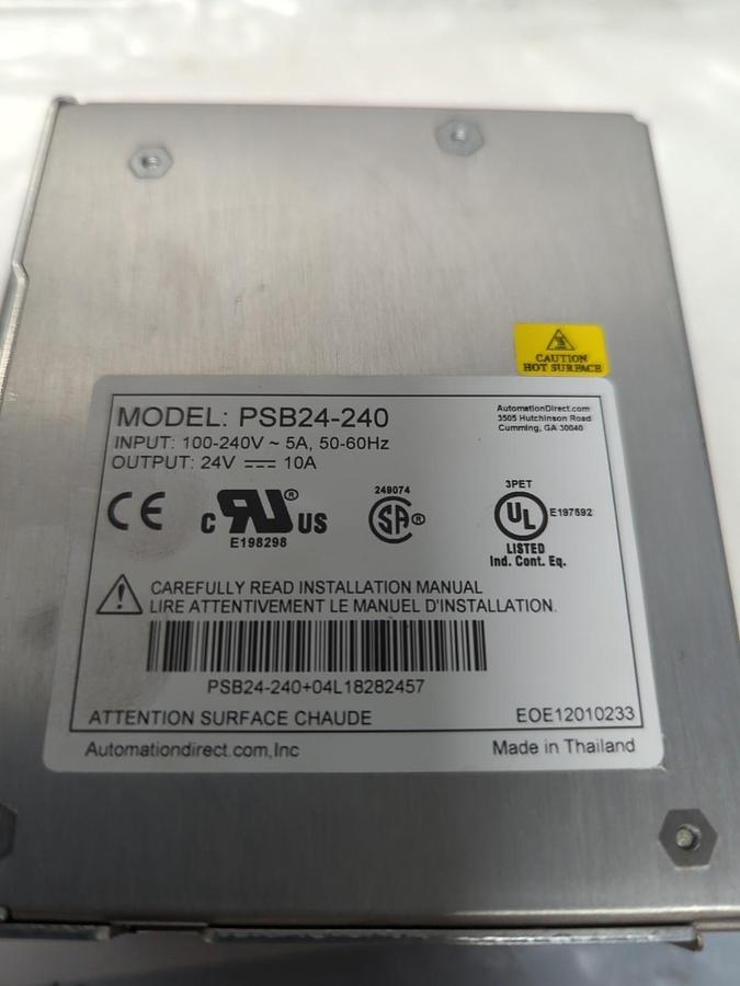RHINO,PSB24-240,INDUSTRIAL POWER SUPPLY 100-240V-5A INPUT 24V-10A OUTPUT NOS