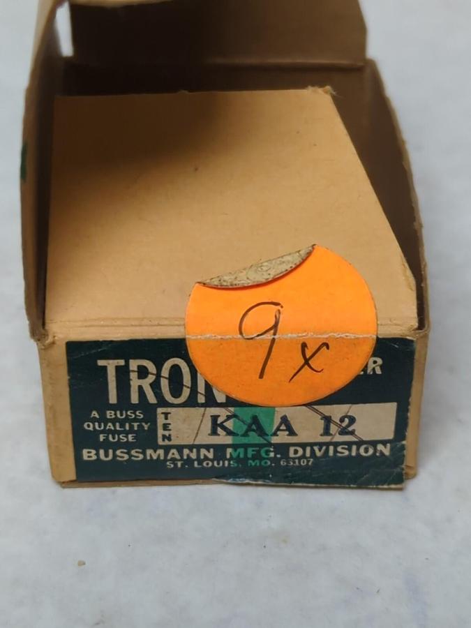 COOPER BUSSMANN,KAA12,TRON 12 AMP FUSES BOX OF 9 NOS