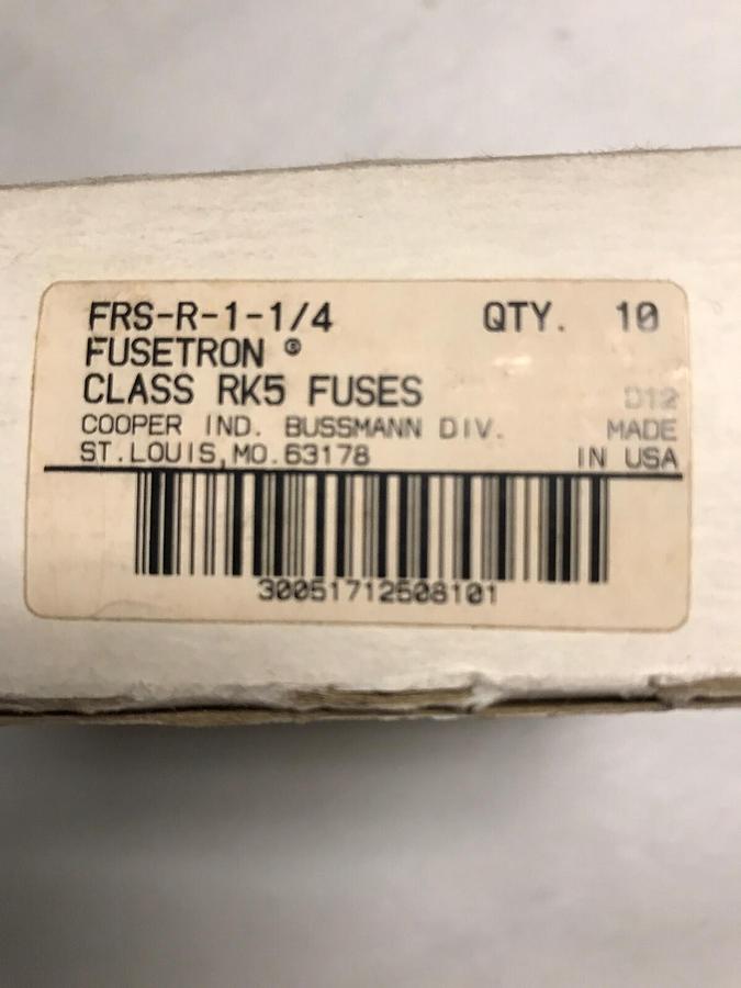 Used Cooper Bussmann,FRS-R-1-1/4,Fusetron Fuse Box of 10
