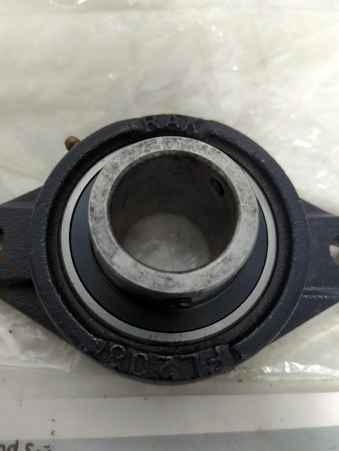 Used UNBRANDED,RAK FL208,TWO BOLT FLANGE BEARING WITH LOCKING COLLAR PRE-OWNED