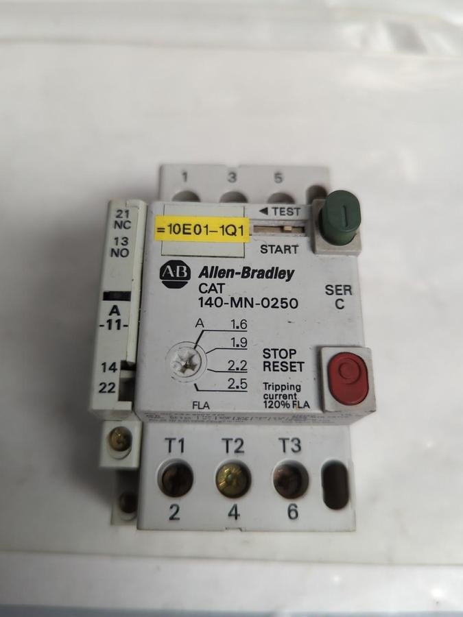 Used ALLEN BRADLEY,140-MN-0250,SERIES C MOTOR STARTER W/ 140-11 PROTECTOR PRE-OWNED