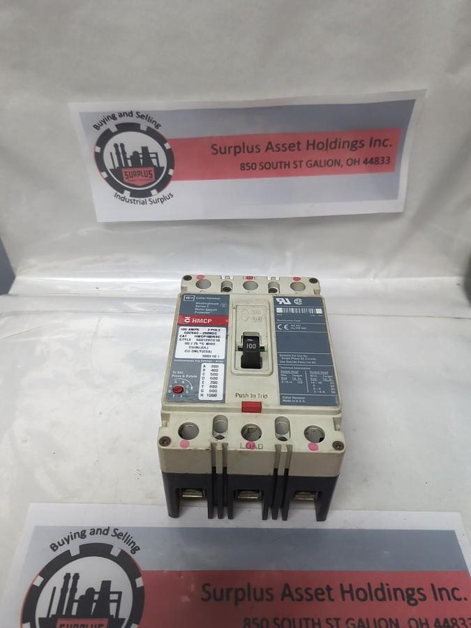 Used CUTLER HAMMER,HMCP100R3C,CIRCUIT BREAKER 100 AMP 3-POLE STYLE 6601C87G10