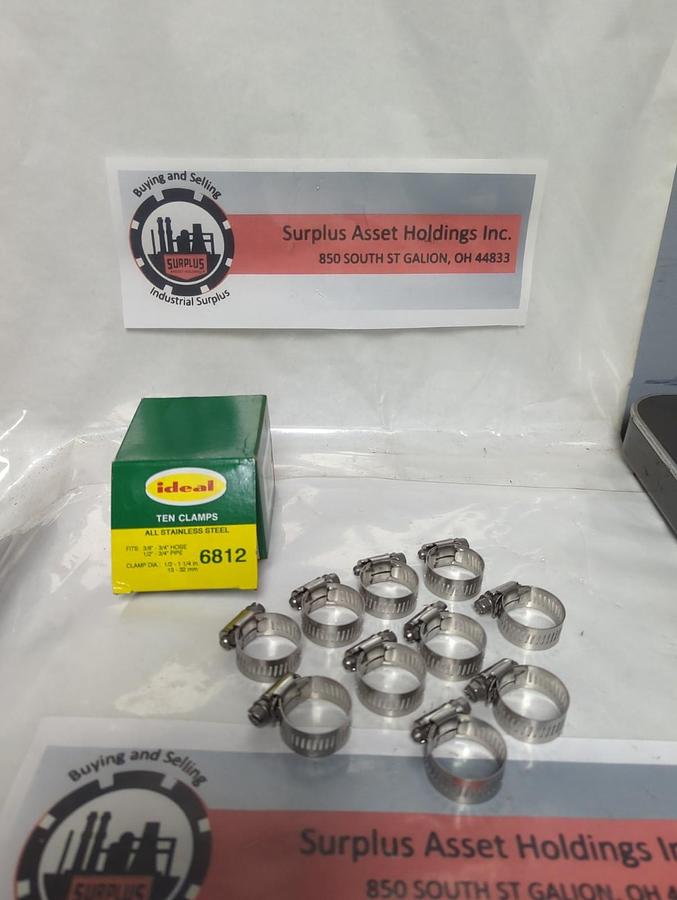 IDEAL,6812,STAINLESS STEEL HOSE CLAMP 1/2-1-1/4 INCHES BOX OF 10 NOS