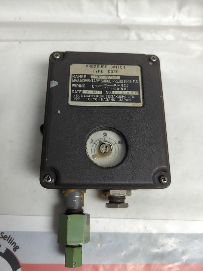 Used NAGANO,CQ20,PRESSURE SWITCH RANGE 100 kg/cm2 PRE-OWNED