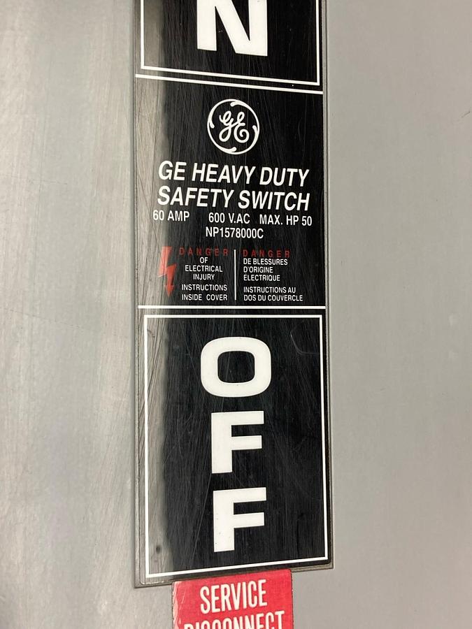 Used General Electric,TH3362R,Fusible Safety Switch 60A 600V