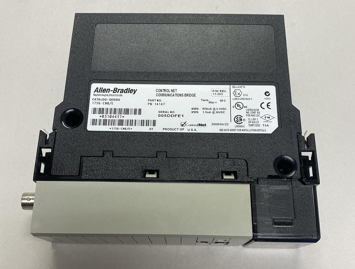 Used ALLEN BRADLEY,1756-CNB,SER E CONTROLNET COMMUNICATIONS BRIDGE MODULE