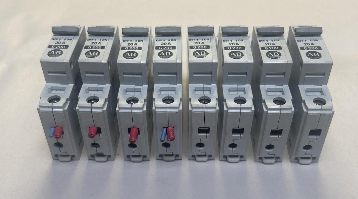 Used ALLEN BRADLEY,1492-CB1,CIRCUIT BREAKER 20A 1P LOT OF 8