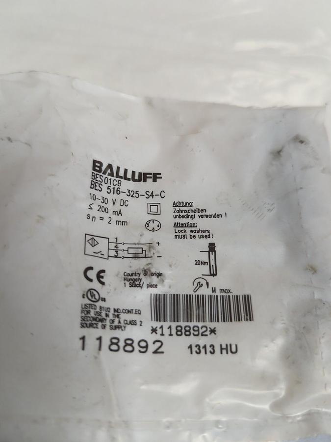 BALLUFF,BES01C8,PROXIMITY SWITCH 10-30VDC NOS