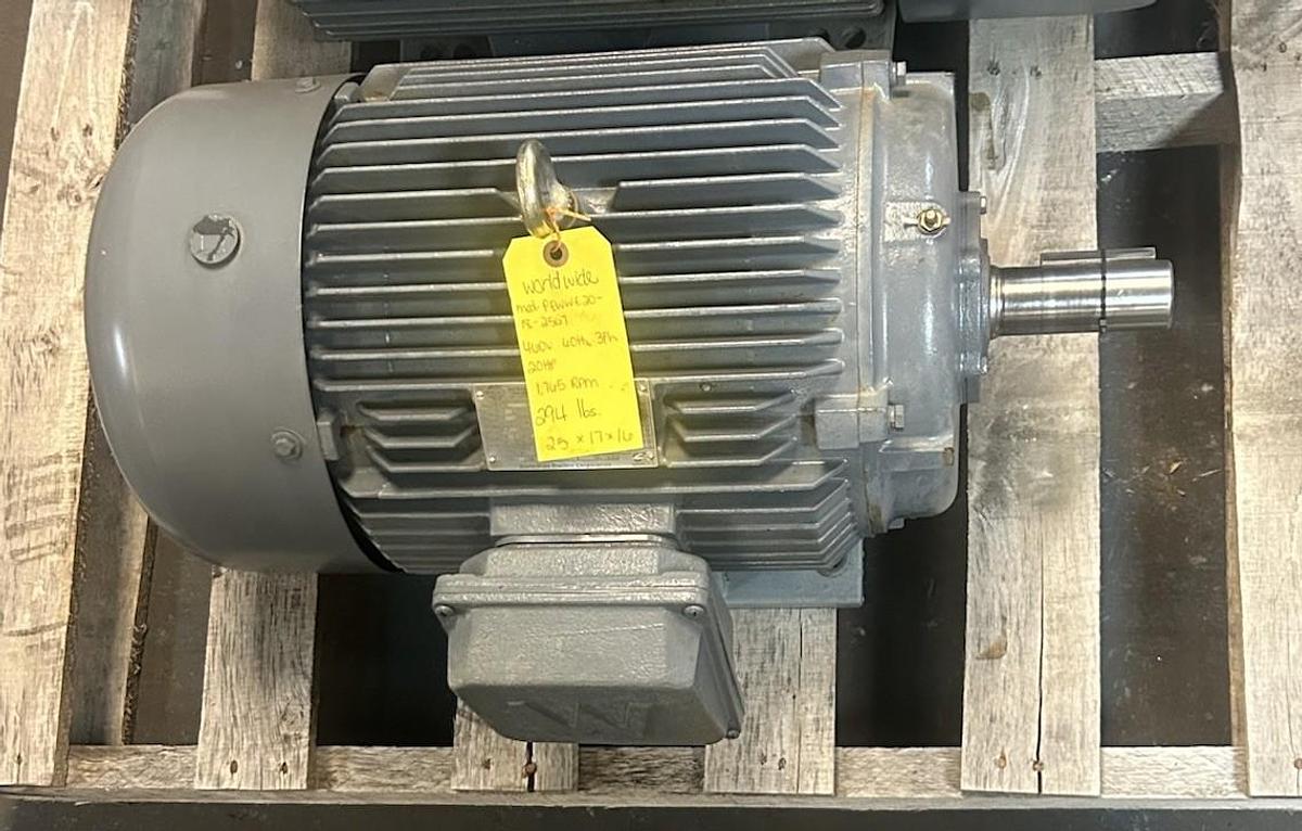 Used WORLDWIDE ELECTRIC,PEWWE20-18-256T,MOTOR 20HP 230/460V 1765RPM 3PH 256T FRAME