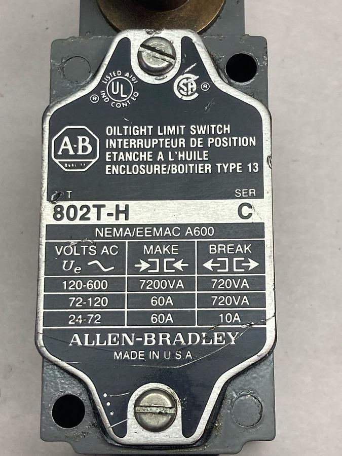 Used Allen Bradley,802T-H,Limit Switch Ser C