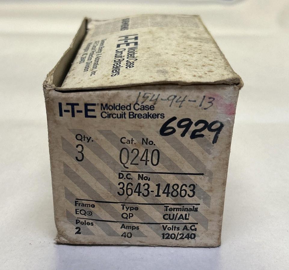 ITE,Q240,CIRCUIT BREAKER 40A 120/240V 2P LOT OF 3 NOS
