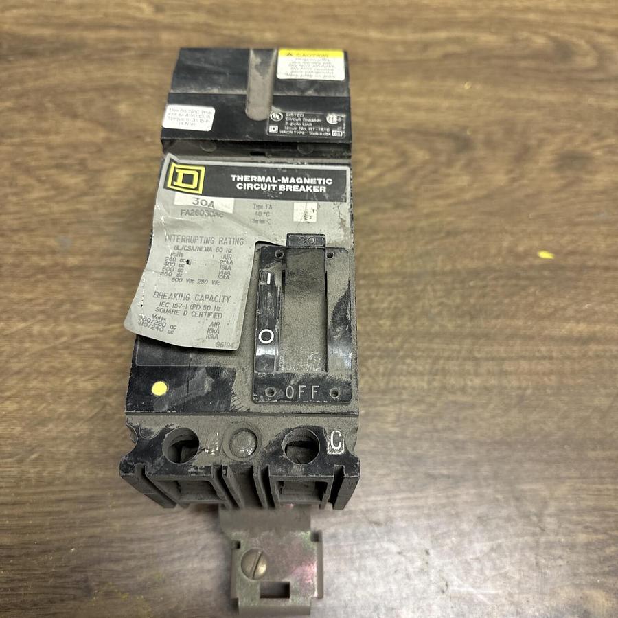 Used Square D,FA26030AC,240VAC 30AMP Circuit Breaker