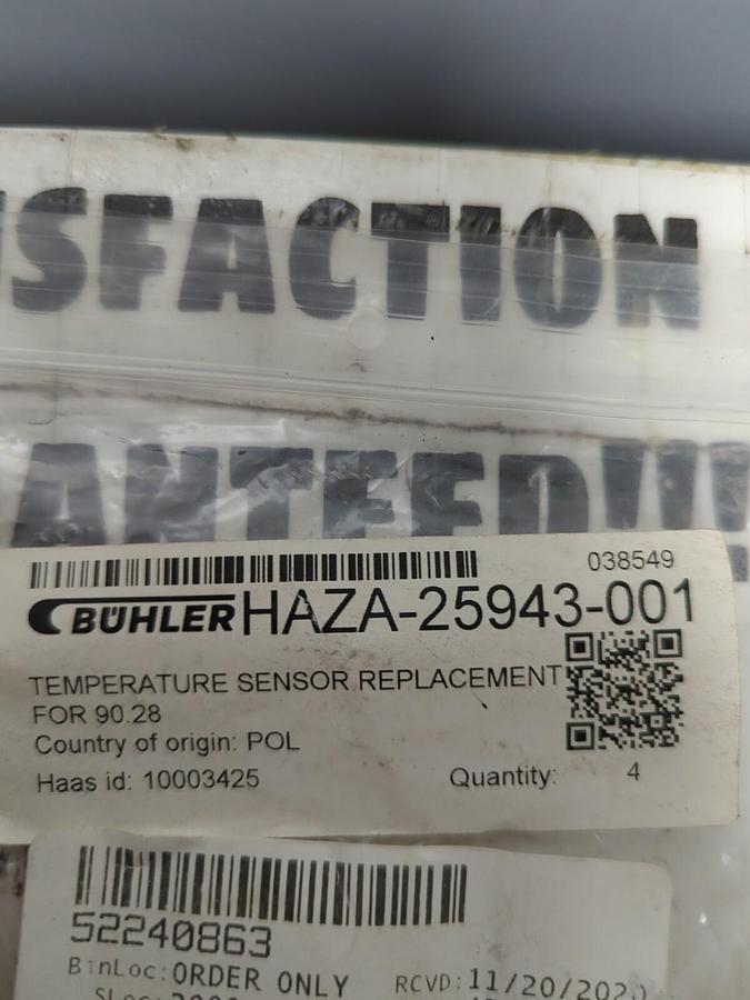 BUHLER,HAZA-25943-001,TEMPERATURE SENSOR LOT OF 4 NOS
