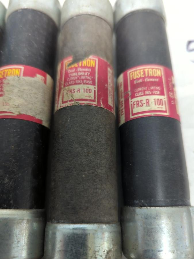 Used COOPER BUSSMANN,FRS-100,FUSETRON 100 AMP FUSE LOT OF 5 PRE-OWNED