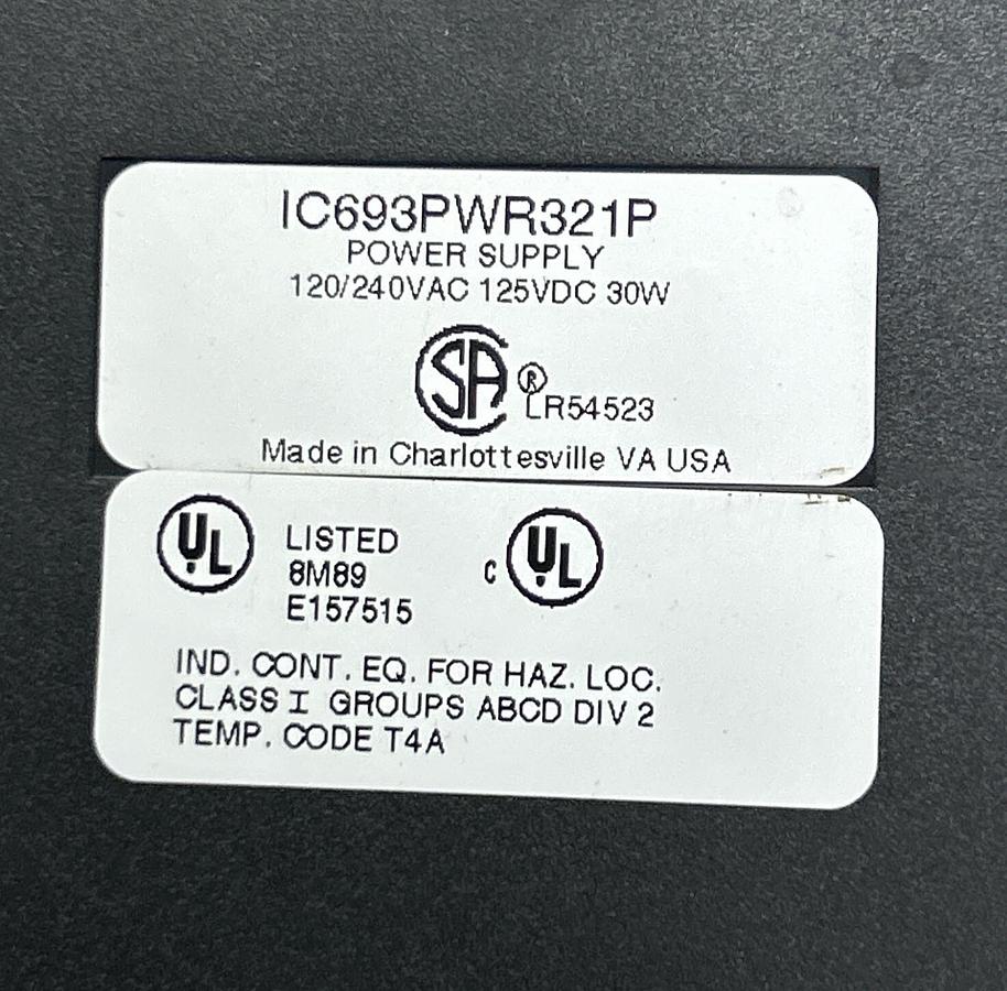 Used GE FANUC,IC693PWR321P,POWER SUPPLY 30 WATT 120-240 VAC