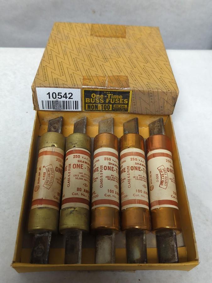 COOPER BUSSMANN,NON100,ONE-TIME 100 AMP FUSES BOX OF 5 NOS