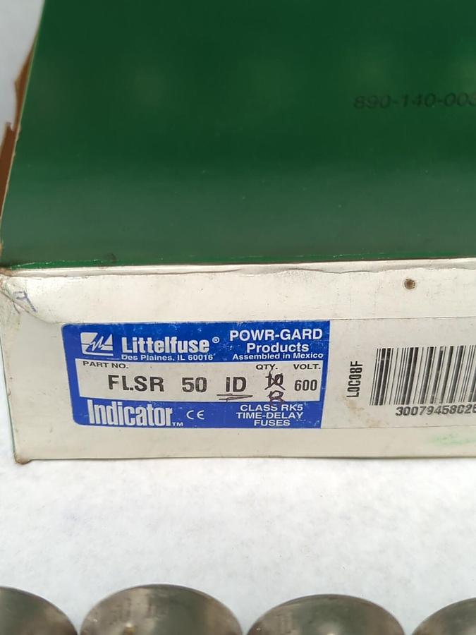 LITTELFUSE,FLSR 50ID,INDICATOR 50 AMP 600 VOLT FUSES BOX OF 8 NOS