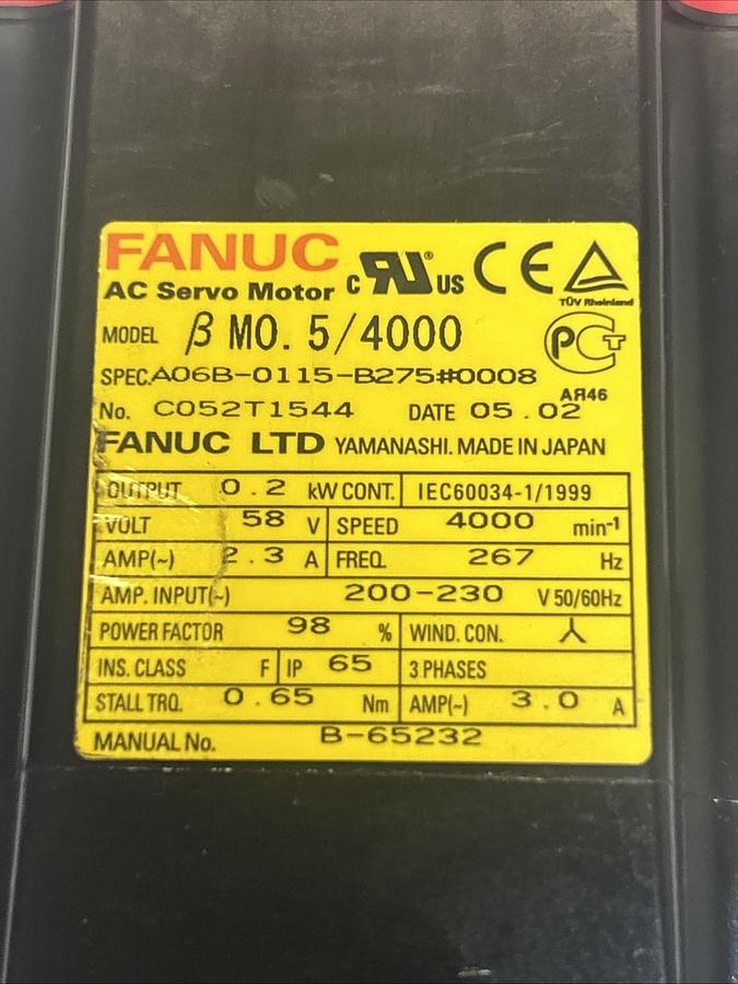 Used FANUC,A06B-0115-B275#0008,AC SERVO MOTOR 4000RPM