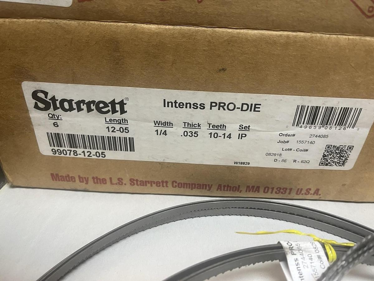 Used STARRETT,49659-08126,INTESS PRO-DIE BANDSAW BLADE LENGTH 12-05" W 1/4" LOT OF 3