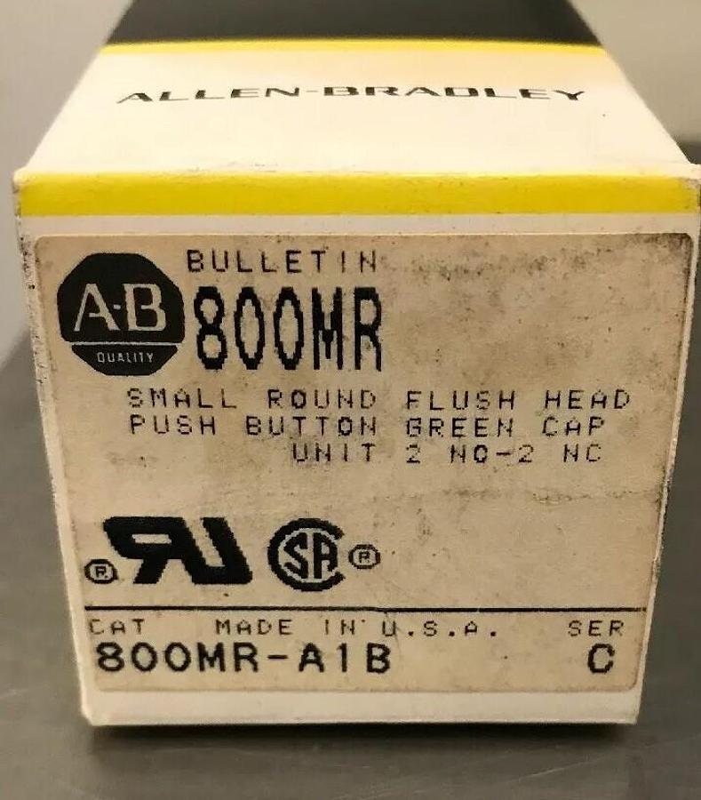 Allen Bradley,800MR-A1B,Small Round Flush Head Green Push Button Unit