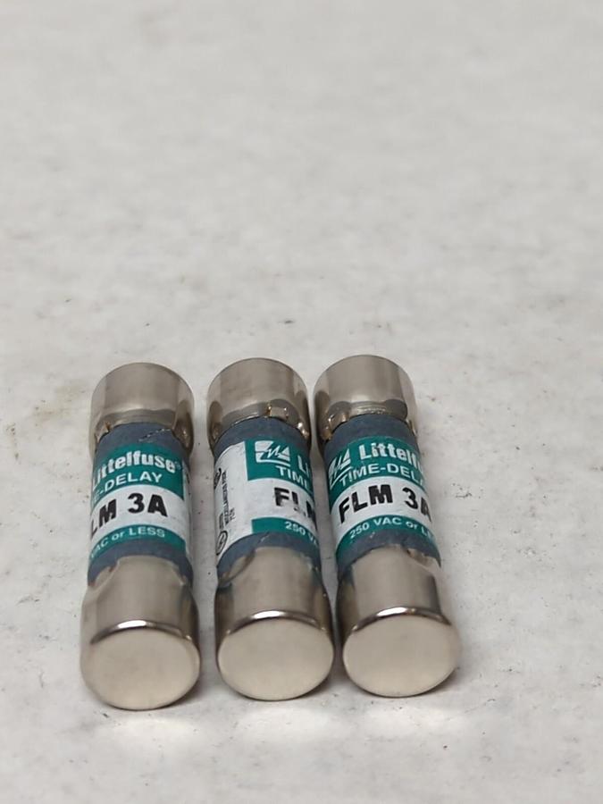 Used LITTELFUSE,FLM3A,TIME-DELAY 3 AMP FUSE LOT OF 3 PRE-OWNED