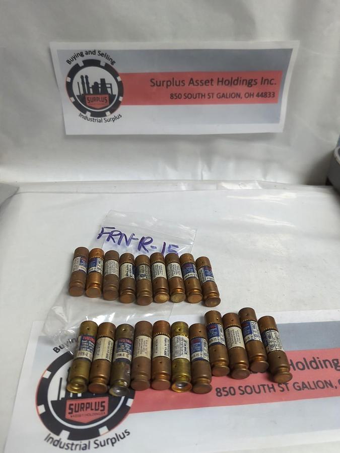 Used COOPER BUSSMANN,FRN-R-15,FUSETRON 15 AMP FUSE LOT OF 20 PRE-OWNED