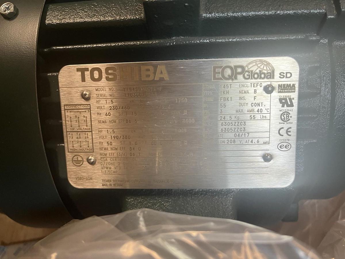 TOSHIBA,Y154SDSR41A-P,EQP GLOBAL SD MOTOR 1.5HP 1750RPM 3PH 145T