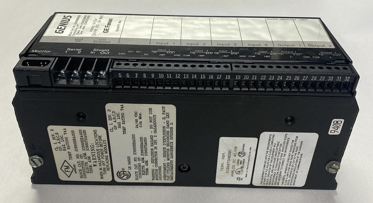 Used GENERL ELECTRIC,IC660BBA020,ANALOG IN/OUT GENIUS MODULE