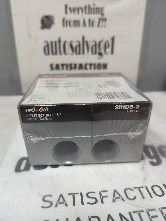 THOMAS & BETTS,2IHD5-2,,RED DOT 2 GANG 5 HOLE DEEP OUTLET BOX 3/4 INCH NEW