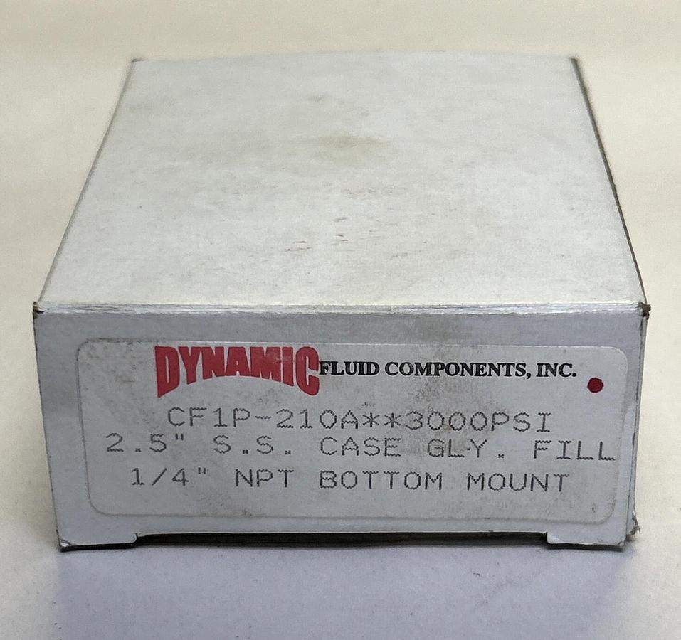 Used DYNAMIC,CF1P-210A,PRESSURE GAUGE 3000PSI 1/4INCH NOS