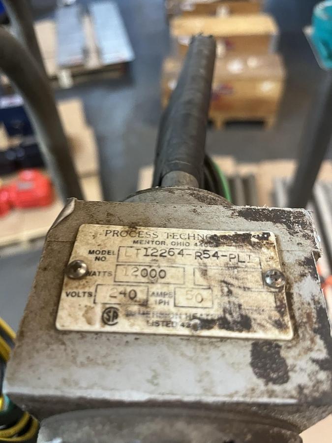 Used PROCESS TECHNOLOGY,LT12264-R54-PLI,TANK IMMERSION HEATER 12kW 240V 64"LX54"H