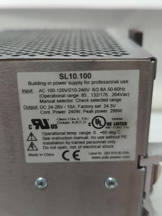 Used PULS,SL10.100,POWER SUPPLY AC100-120/210-240V 6.0/2.8A 50-60HZ DC24V/10A USED