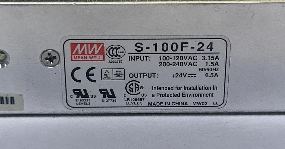 Used MEAN WELL,S-100F-24,POWER SUPPLY
