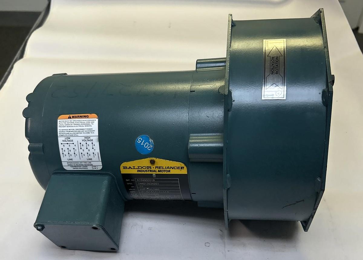 Used BALDOR RELIANCE,610490001B,BLOWER MOTOR .33HP 3450RPM 208-230/460V 56C FRAME