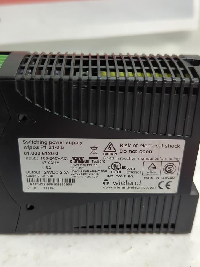 Used WIELAND,81 000 6120 0,SWITCHING POWER SUPPLY WiPOS P1 24-2.5 PRE-OWNED