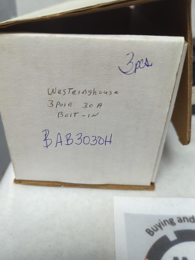 Used WESTINGHOUSE,BAB3030H,CIRCUIT BREAKER 30 AMP 3-POLE LOT OF 3 PRE-OWNED