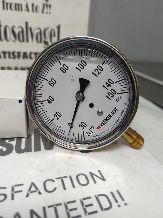 WEKSLER,BY-1-3-Y-CE-4-L-W,3-1/2 IN PRESSURE GAUGE 1/4 IN NPT V&150#  NOS