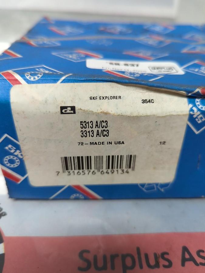 SKF,5313 A/C3 3313 A/C3,DOUBLE ROW ANGULAR CONTACT BEARING NOS