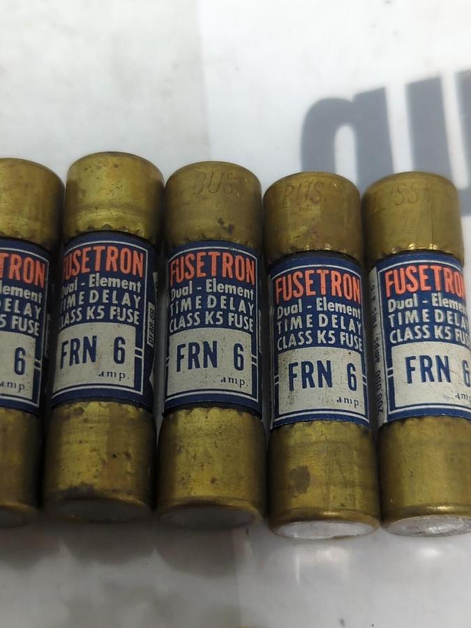 COOPER BUSSMANN,FRN-6,FUSETRON 6 AMP FUSE LOT OF 5 NOS