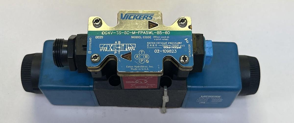 Used VICKERS,DG4V-3S-6C-M-FPA5WL-B5-60,HYDRAULIC DIRECTIONAL CONTROL SOLENOID VALVE