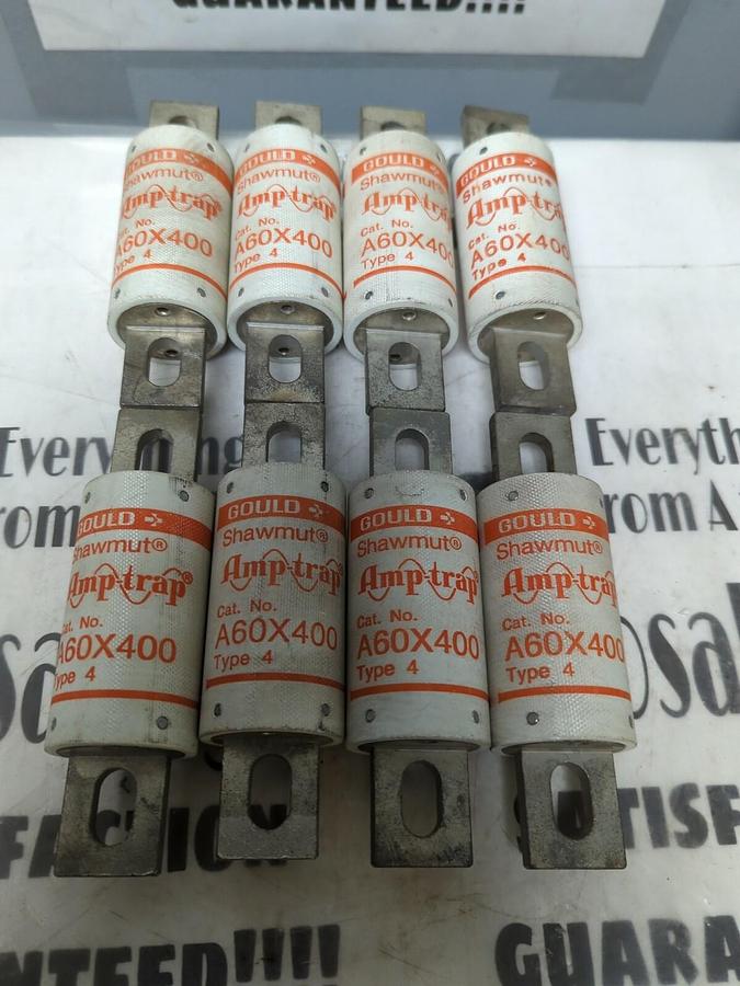 GOULD SHAWMUT,A60X400,TYPE-4 AMP-TRAP 400 AMP FUSES LOT OF 8 NOS