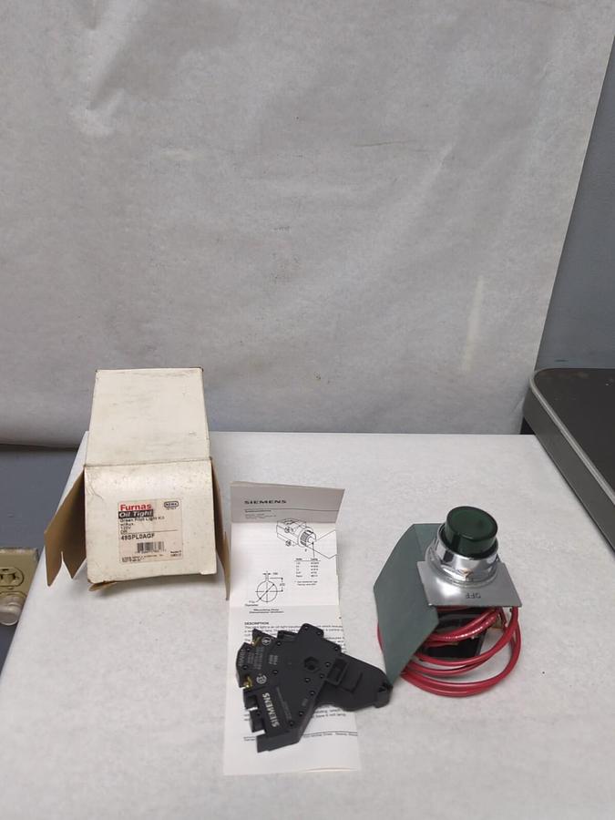 FURNAS,49SPL0AGF,GREEN PILOT LIGHT KIT WITH AUX 120V NOS