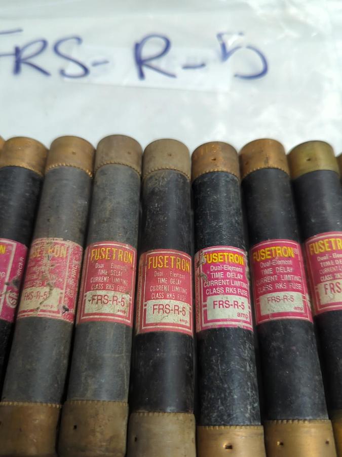 Used COOPER BUSSMANN,FRS-R-5,FUSETRON 5 AMP FUSE LOT OF 10 PRE-OWNED