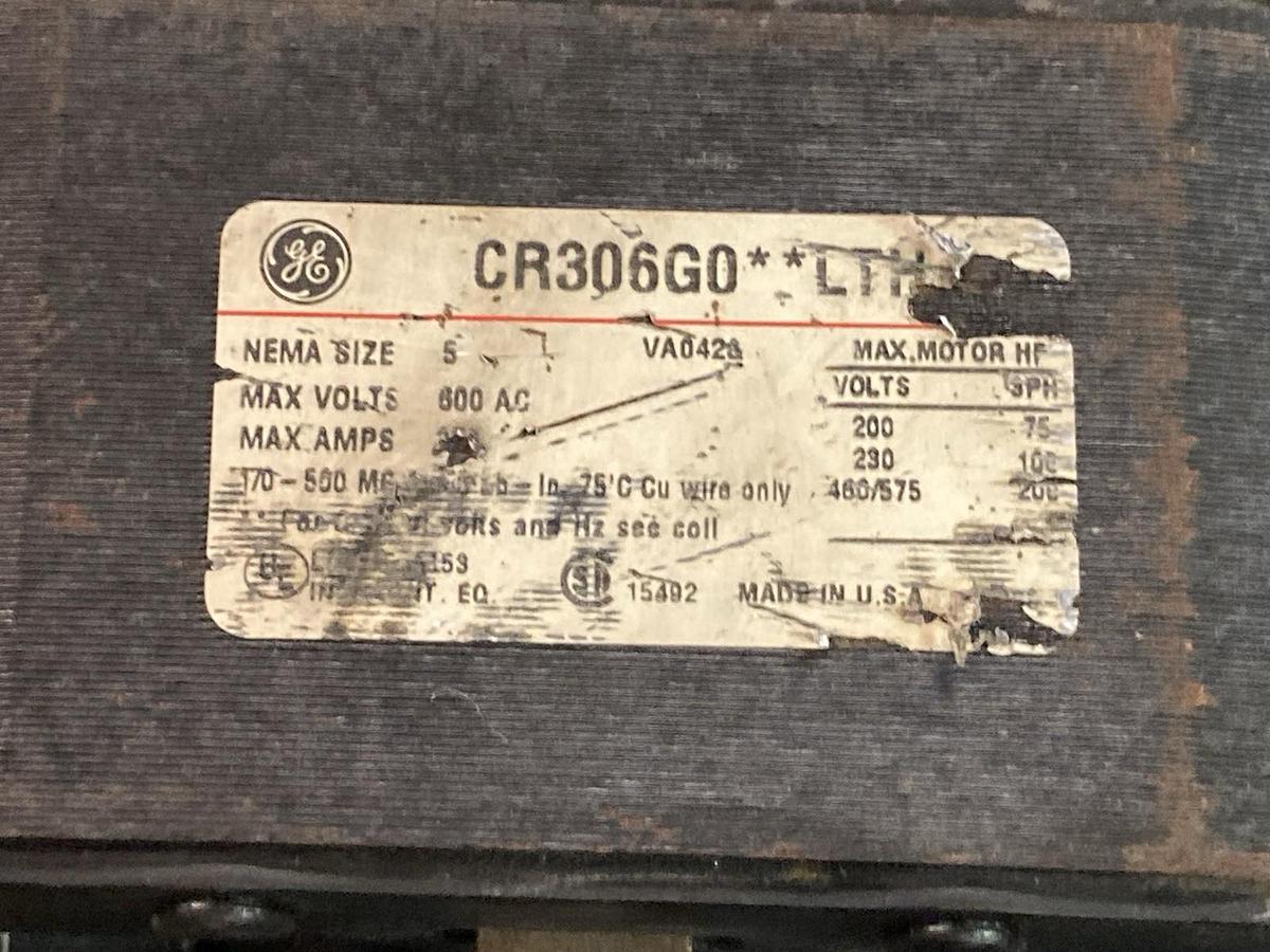 Used GE,CR306G0**LTH,3-Phase Starter Size 5 600Vac