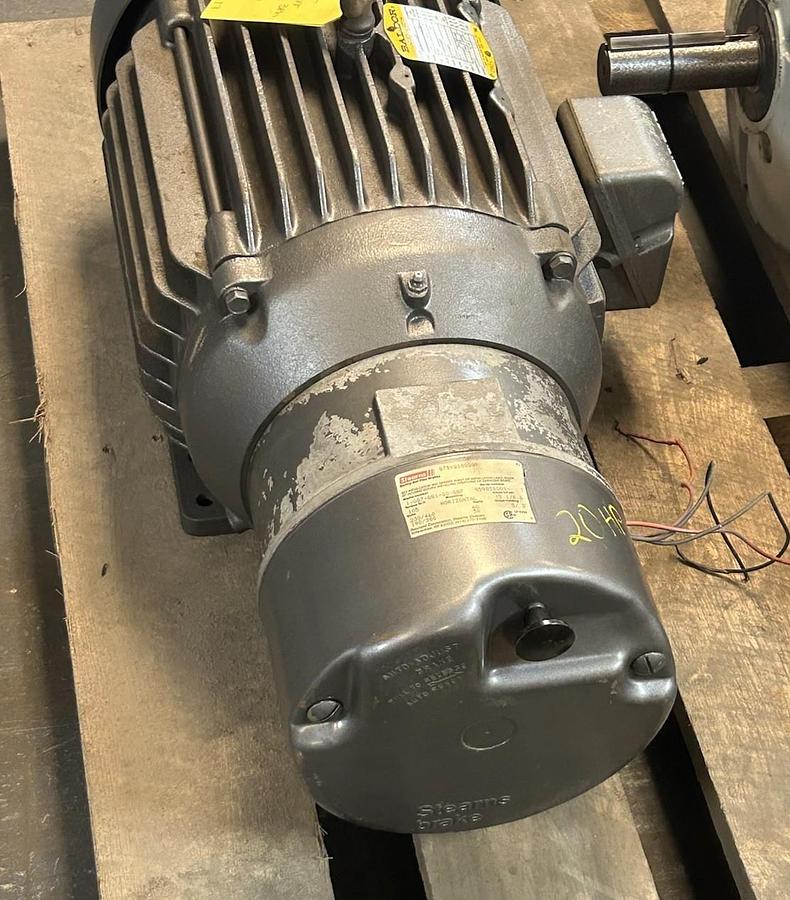 Used BALDOR,BM2334T,BRAKE MOTOR 20HP 230/460V 1760RPM 3PH 256T FR 108708100GQF BRAKE
