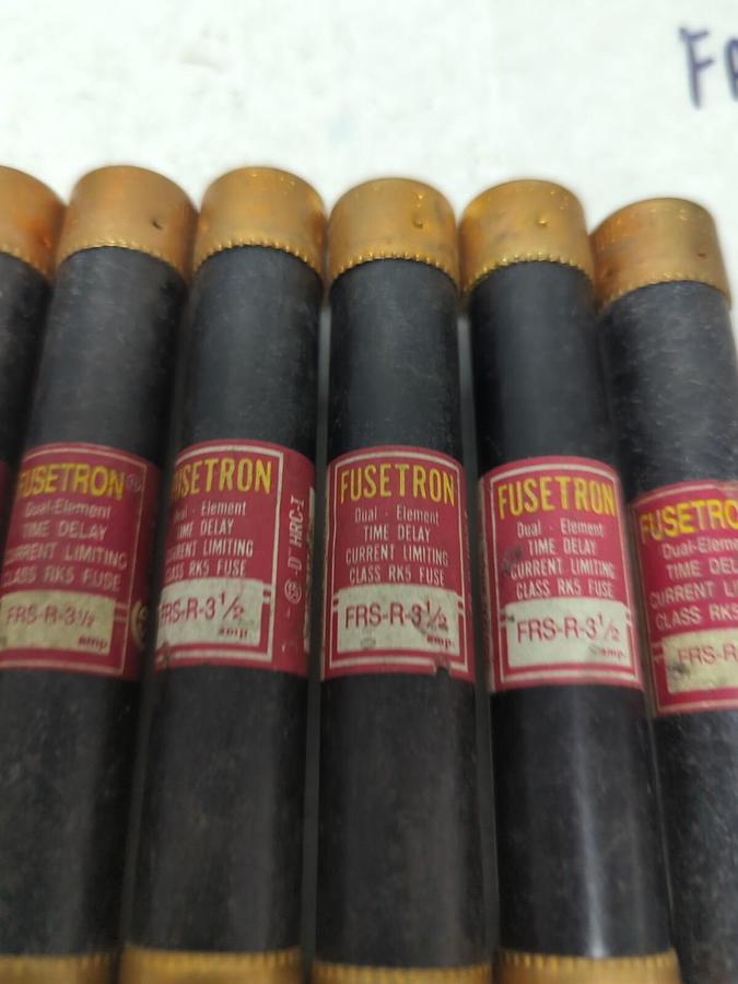 Used COOPER BUSSMANN,FRS-R-3-1/2,FUSETRON 3-1/2 AMP FUSE LOT OF 6 PRE-OWNED