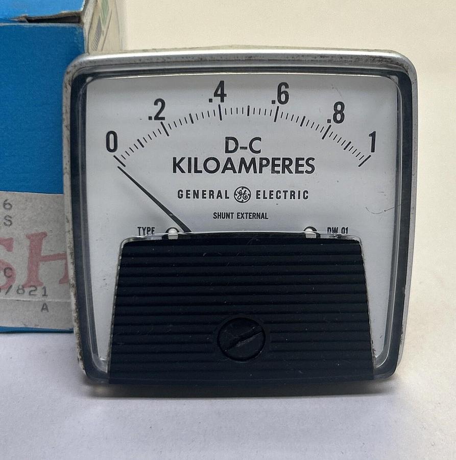 Used GENERAL ELECTRIC,50-152121ECVC6,PANEL METER 0-1 DC KILOAMPERES NEW