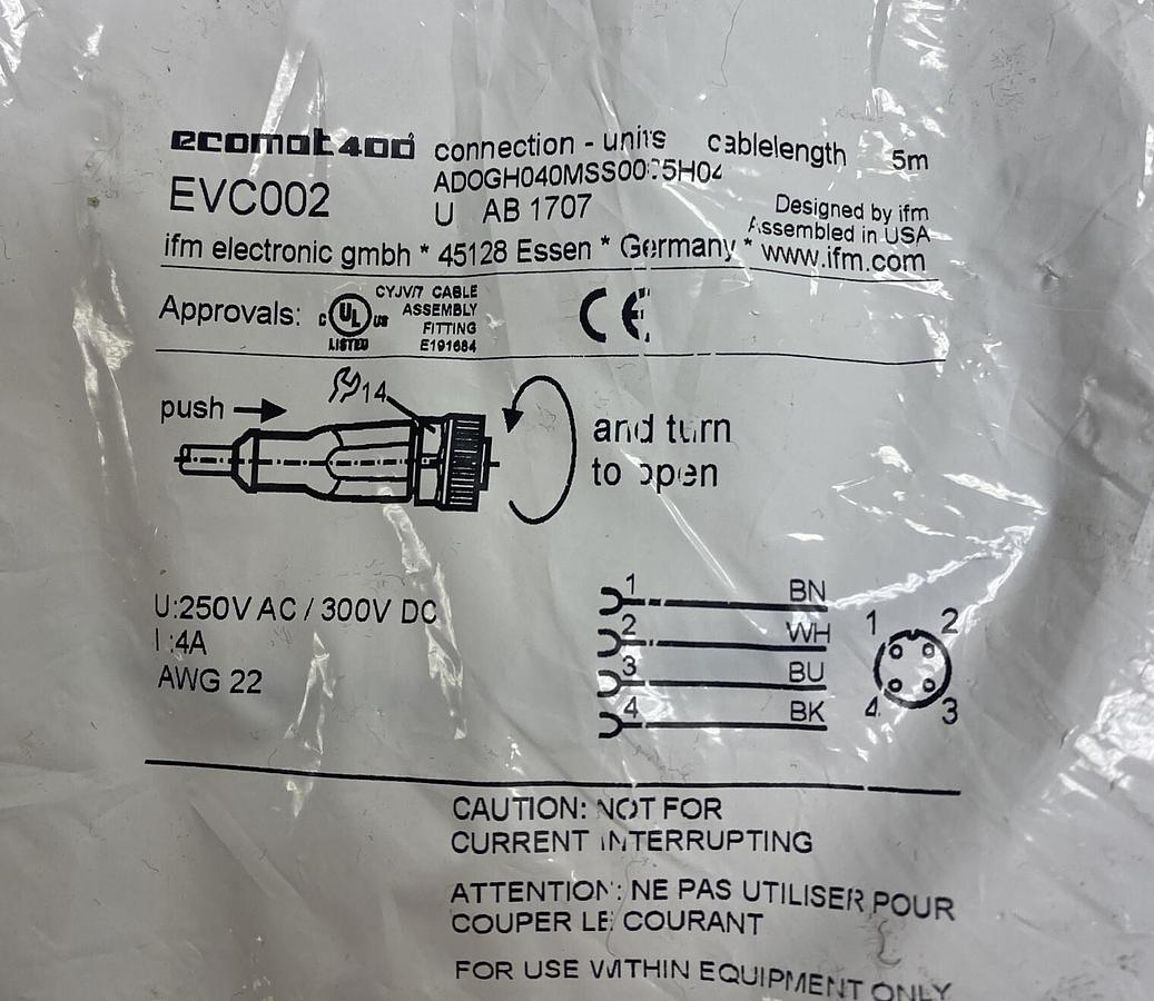 Used ECOMOT400,EVC002,Connector Cable New