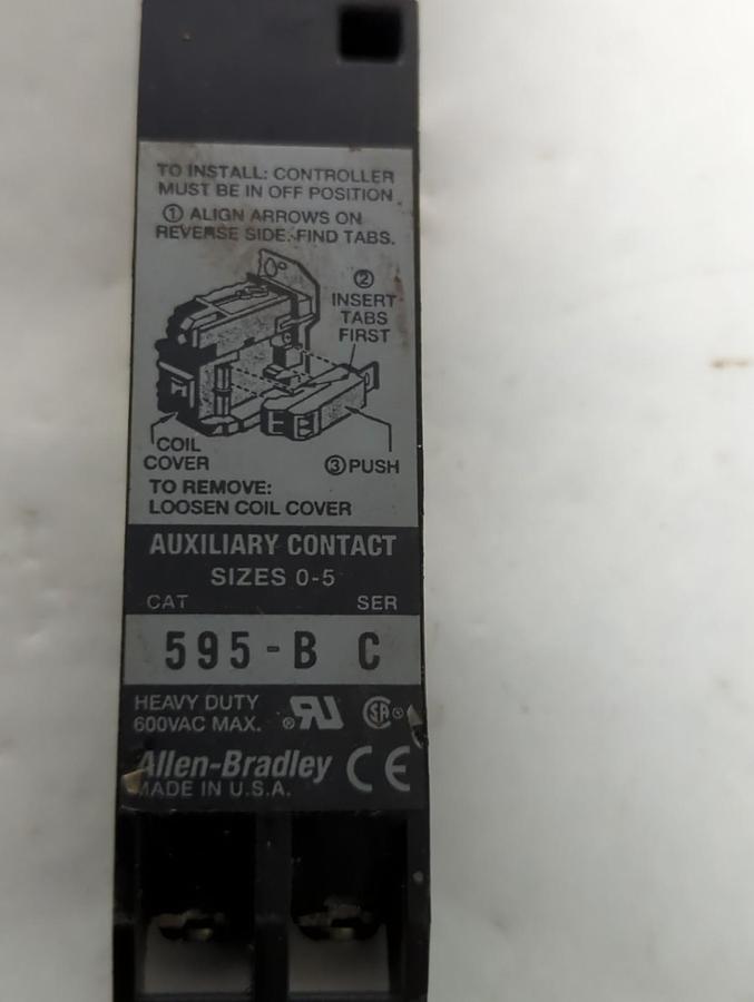 Used ALLEN BRADLEY,595-B,AUXILIARY CONTACT SERIES C PRE-OWNED