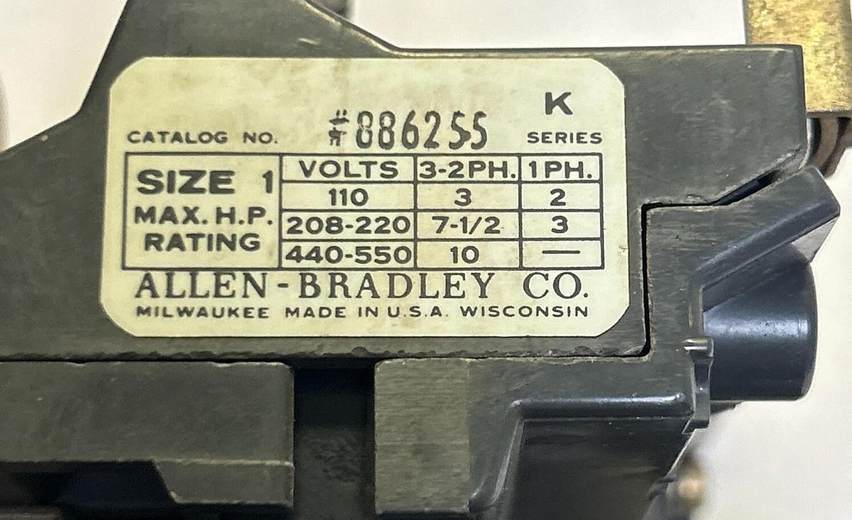 Used ALLEN BRADLEY,886255,CONTACTOR SIZE 1